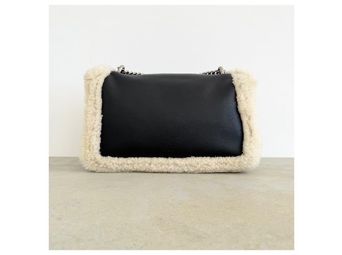 Borsa a tracolla Gucci Dionysus Medium in pelle e shearling Nero Bianco - vista 4