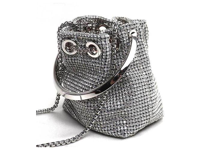 Borsa a secchiello mini Micro Pom Jimmy Choo Argento - vista 2