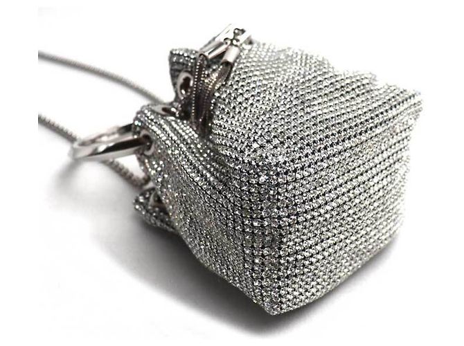 Borsa a secchiello mini Micro Pom Jimmy Choo Argento - vista 3