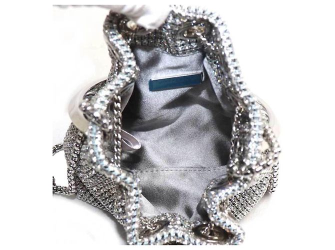 Borsa a secchiello mini Micro Pom Jimmy Choo Argento - vista 4