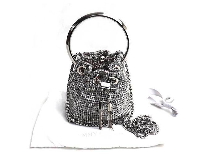 Borsa a secchiello mini Micro Pom Jimmy Choo Argento - vista 7
