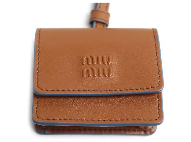 Miu Miu Charm Trick Bag Charm in pelle Marrone Blu chiaro - vista 2