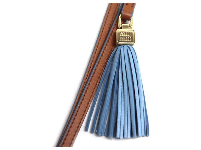 Miu Miu Charm Trick Bag Charm in pelle Marrone Blu chiaro - vista 5