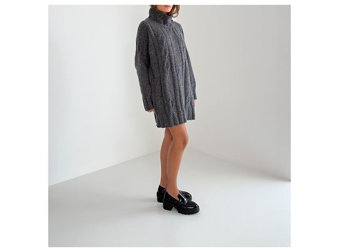 Autre Marque Joseph Tricot Zopfstrick Minikleid Anthrazitgrau - Ansicht 2