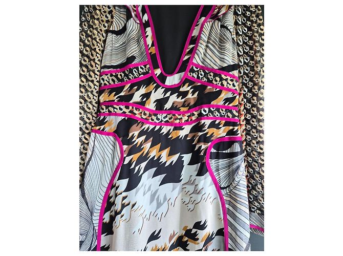 Diane Von Furstenberg Abito lungo stampato Marrone Nero Rosa Bianco Multicolore Beige - vista 4
