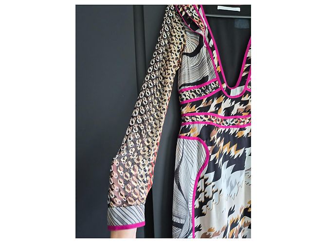 Diane Von Furstenberg Abito lungo stampato Marrone Nero Rosa Bianco Multicolore Beige - vista 5
