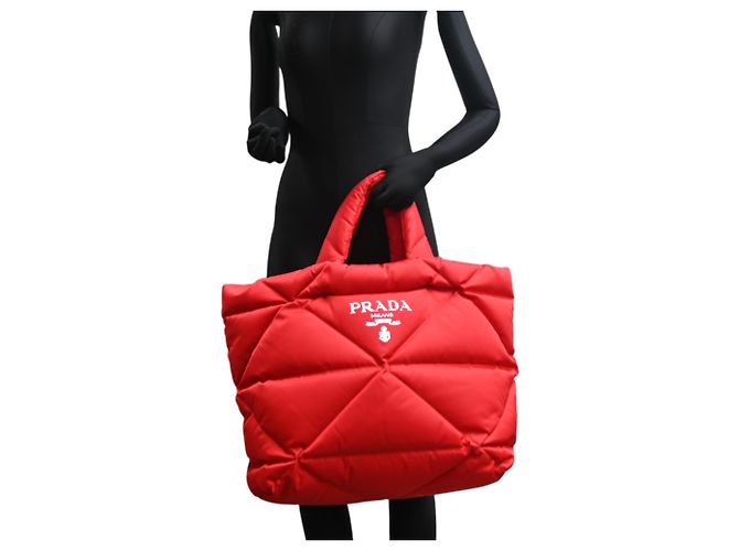 Saco Tote Prada em Re-Nylon acolchoado Vermelho - vista 10