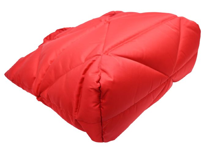 Saco Tote Prada em Re-Nylon acolchoado Vermelho - vista 3