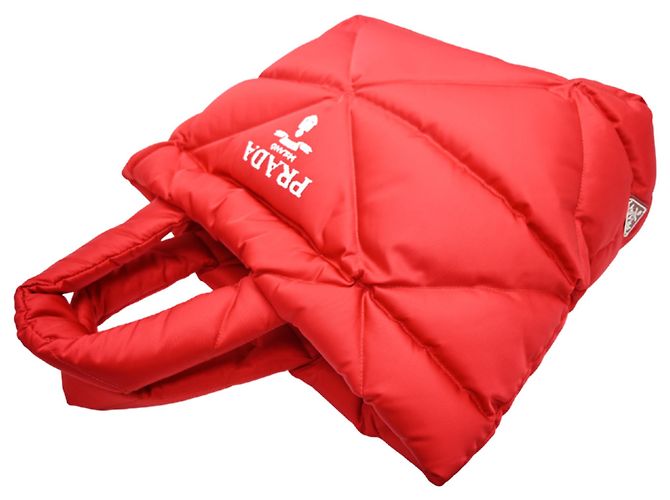 Saco Tote Prada em Re-Nylon acolchoado Vermelho - vista 4