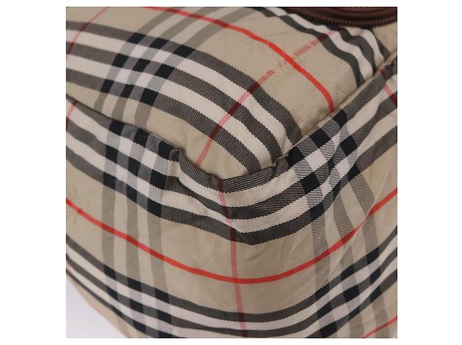 Borsa Boston pieghevole Burberrys Nova Check in tela beige e marrone autentica ti4005 - vista 16