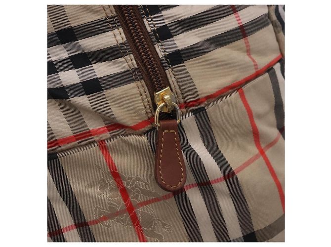 Borsa Boston pieghevole Burberrys Nova Check in tela beige e marrone autentica ti4005 - vista 18