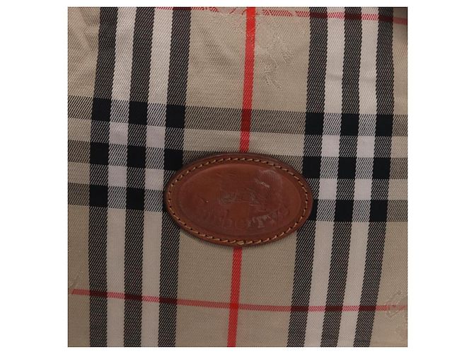 Borsa Boston pieghevole Burberrys Nova Check in tela beige e marrone autentica ti4005 - vista 19