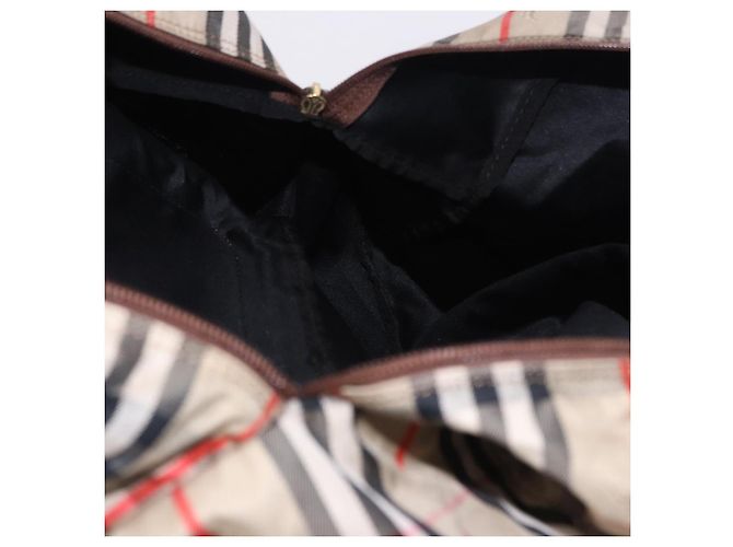 Borsa Boston pieghevole Burberrys Nova Check in tela beige e marrone autentica ti4005 - vista 20