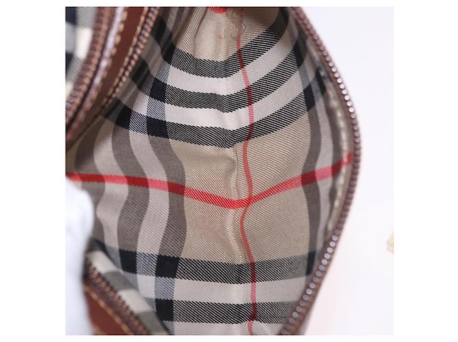 Borsa Boston pieghevole Burberrys Nova Check in tela beige e marrone autentica ti4005 - vista 22