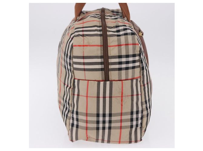 Borsa Boston pieghevole Burberrys Nova Check in tela beige e marrone autentica ti4005 - vista 3