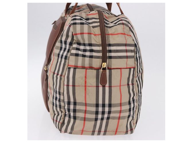 Borsa Boston pieghevole Burberrys Nova Check in tela beige e marrone autentica ti4005 - vista 4