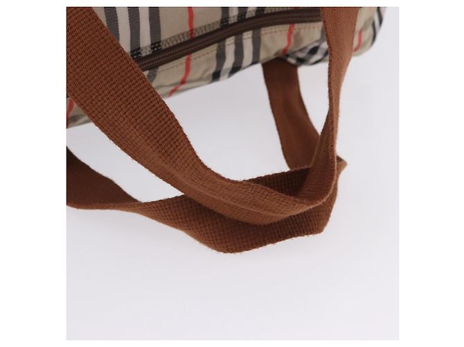 Borsa Boston pieghevole Burberrys Nova Check in tela beige e marrone autentica ti4005 - vista 7