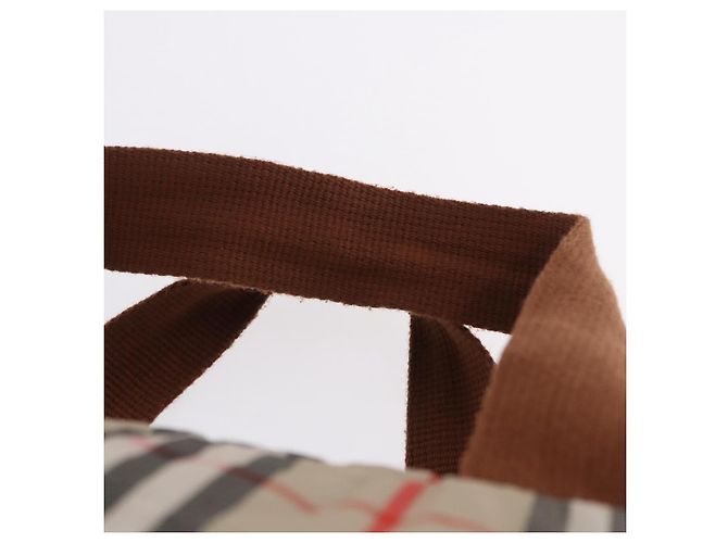 Borsa Boston pieghevole Burberrys Nova Check in tela beige e marrone autentica ti4005 - vista 8