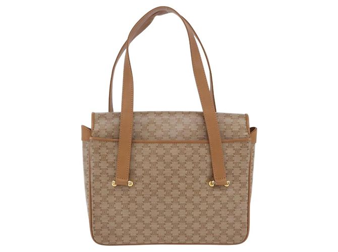 Céline Borsa a Mano CELINE Macadam PVC Pelle Beige Tono Oro Auth ti4018 - vista 2