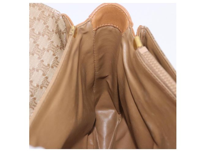 Céline Borsa a Mano CELINE Macadam PVC Pelle Beige Tono Oro Auth ti4018 - vista 23