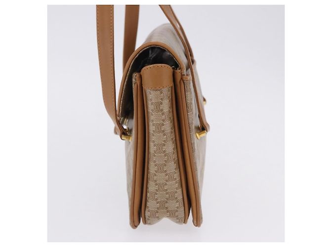 Céline Borsa a Mano CELINE Macadam PVC Pelle Beige Tono Oro Auth ti4018 - vista 3