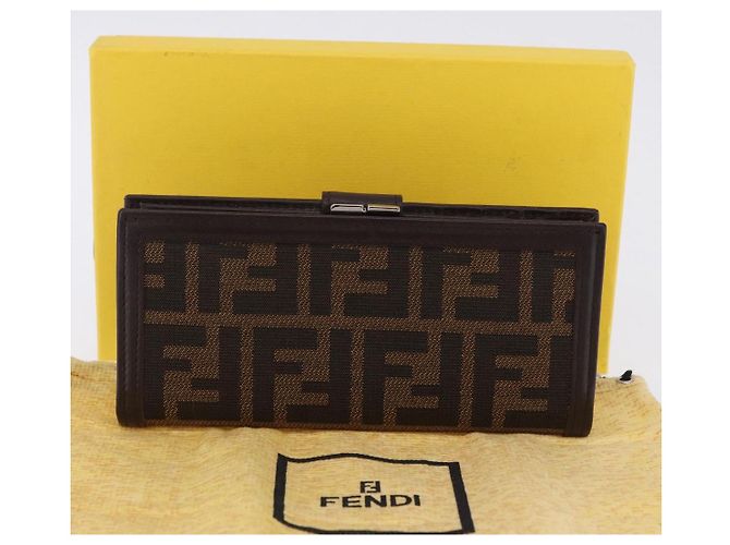 FENDI Zucca Canvas Langbeutel Schwarz Braun Auth 203453V - Ansicht 12