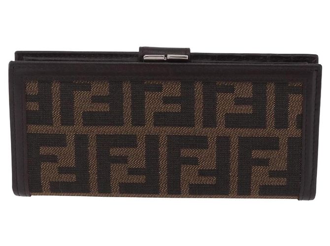 FENDI Zucca Canvas Langbeutel Schwarz Braun Auth 203453V - Ansicht 13
