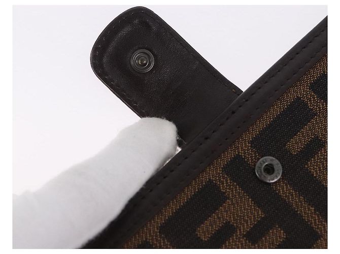 FENDI Zucca Canvas Langbeutel Schwarz Braun Auth 203453V - Ansicht 17