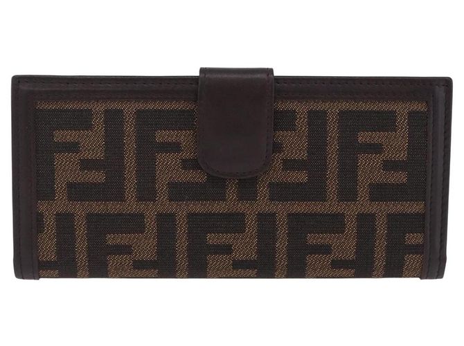 FENDI Zucca Canvas Langbeutel Schwarz Braun Auth 203453V - Ansicht 2