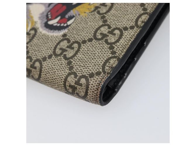 Carteira Compacta GUCCI GG Supreme PVC Bege Silver 547083 Auth 202833M Prata - vista 14