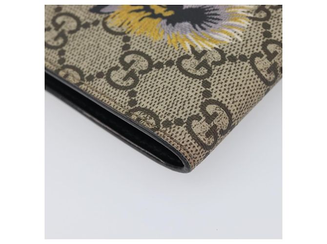 Carteira Compacta GUCCI GG Supreme PVC Bege Silver 547083 Auth 202833M Prata - vista 15