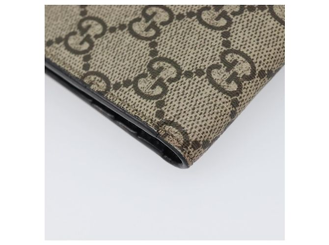 Carteira Compacta GUCCI GG Supreme PVC Bege Silver 547083 Auth 202833M Prata - vista 17
