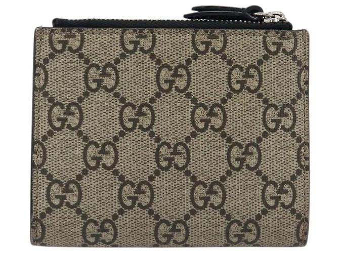 Carteira Compacta GUCCI GG Supreme PVC Bege Silver 547083 Auth 202833M Prata - vista 2