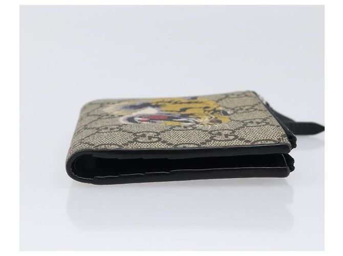 Carteira Compacta GUCCI GG Supreme PVC Bege Silver 547083 Auth 202833M Prata - vista 3
