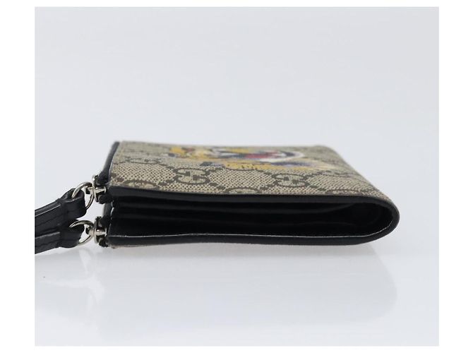 Carteira Compacta GUCCI GG Supreme PVC Bege Silver 547083 Auth 202833M Prata - vista 4