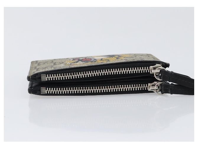 Carteira Compacta GUCCI GG Supreme PVC Bege Silver 547083 Auth 202833M Prata - vista 5