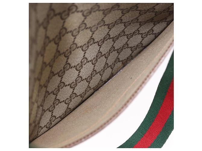 Saco Tote GUCCI GG Supreme Web Sherry Line PVC Bege Dourado 89 02 003 Auth 203010 - vista 11