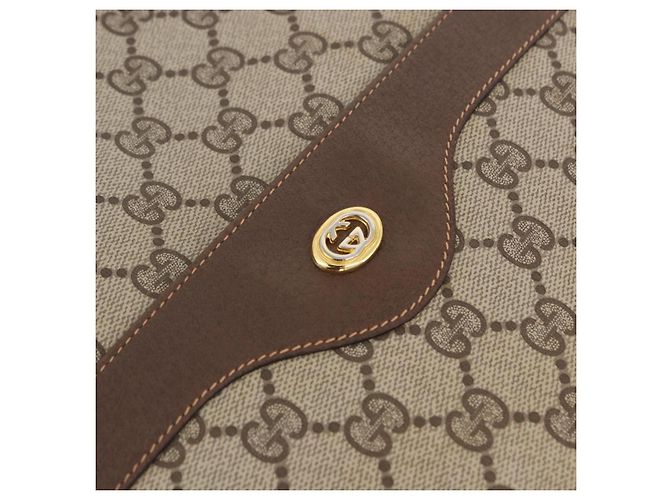 Saco Tote GUCCI GG Supreme Web Sherry Line PVC Bege Dourado 89 02 003 Auth 203010 - vista 17