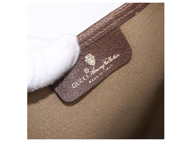 Saco Tote GUCCI GG Supreme Web Sherry Line PVC Bege Dourado 89 02 003 Auth 203010 - vista 18