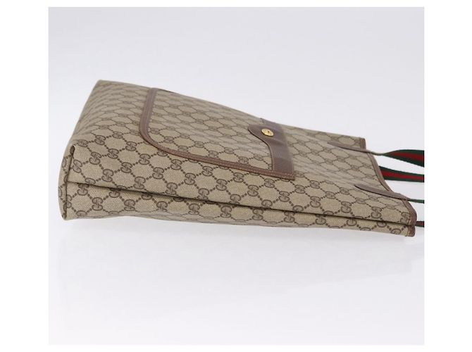 Saco Tote GUCCI GG Supreme Web Sherry Line PVC Bege Dourado 89 02 003 Auth 203010 - vista 3