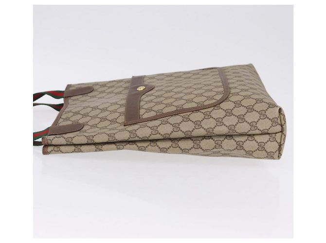 Saco Tote GUCCI GG Supreme Web Sherry Line PVC Bege Dourado 89 02 003 Auth 203010 - vista 4