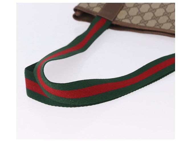Saco Tote GUCCI GG Supreme Web Sherry Line PVC Bege Dourado 89 02 003 Auth 203010 - vista 7