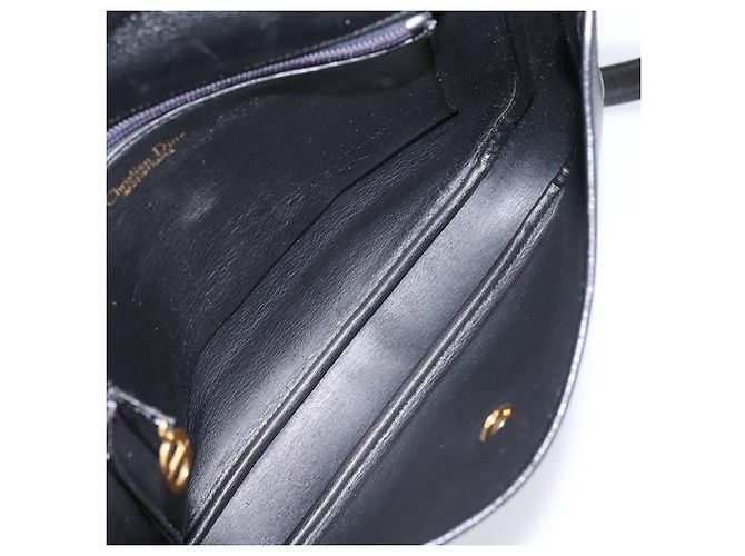 Borsa a tracolla Christian Dior in pelle nera e oro Auth 203420 Nero D'oro - vista 12