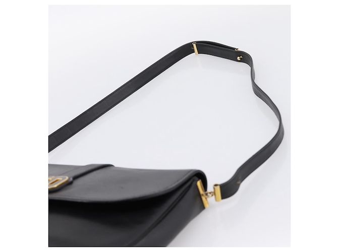 Borsa a tracolla Christian Dior in pelle nera e oro Auth 203420 Nero D'oro - vista 14