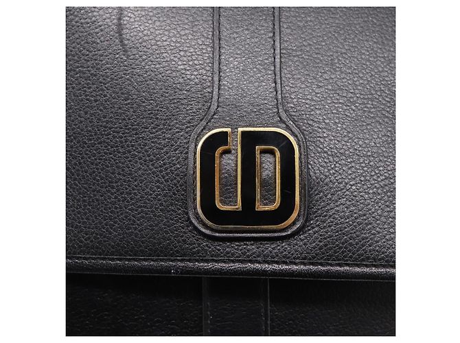 Borsa a tracolla Christian Dior in pelle nera e oro Auth 203420 Nero D'oro - vista 19