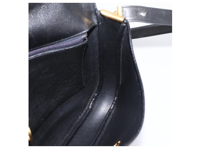 Borsa a tracolla Christian Dior in pelle nera e oro Auth 203420 Nero D'oro - vista 21