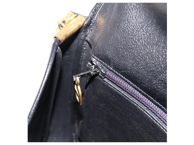 Borsa a tracolla Christian Dior in pelle nera e oro Auth 203420 Nero D'oro - vista 23