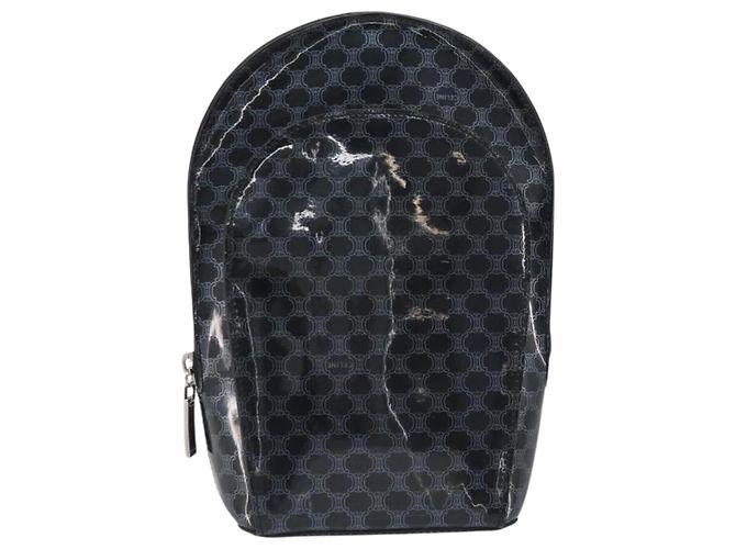 Céline CELINE Macadam Canvas Rucksack Vinyl Black Silver Auth 197837 Schwarz Silber - Ansicht 13