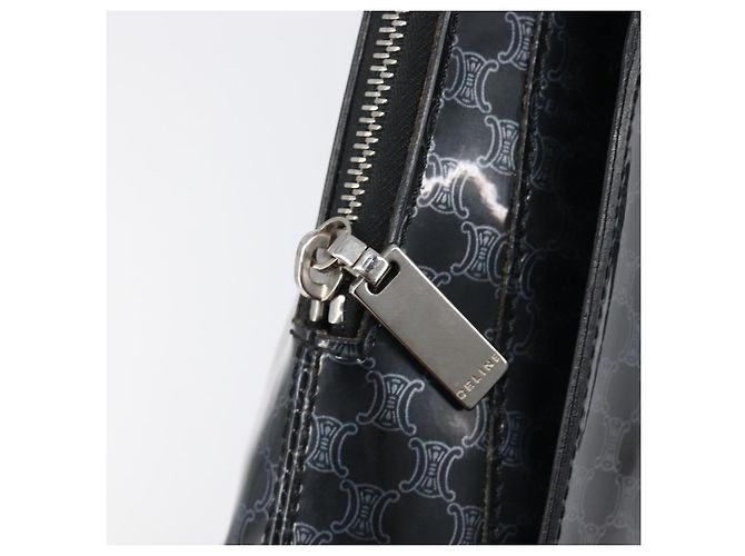 Céline CELINE Macadam Canvas Rucksack Vinyl Black Silver Auth 197837 Schwarz Silber - Ansicht 18