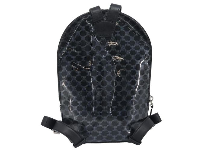 Céline CELINE Macadam Canvas Rucksack Vinyl Black Silver Auth 197837 Schwarz Silber - Ansicht 2